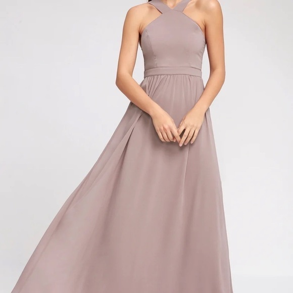 LULU’S Air of Romance Taupe Maxi Dress Size Medium - Picture 5 of 11